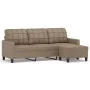 3-seater sofa and footstool in synthetic leather, cappuccino color, 180 cm by vidaXL, Sofas - Ref: Foro24-3201018, Price: 331...