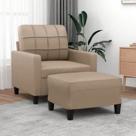 Armchair with footstool in synthetic leather, cappuccino color, 60 cm. by vidaXL, Sofas - Ref: Foro24-3201013, Price: 224,26 ...