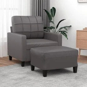 Sessel mit Hocker Kunstleder grau 60 cm von vidaXL, Sofas - Ref: Foro24-3201011, Preis: 178,83 €, Rabatt: %