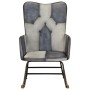 Schaukelstuhl aus echtem Leder und grauem Canvas von vidaXL, Schaukelstühle - Ref: Foro24-339693, Preis: 101,47 €, Rabatt: %