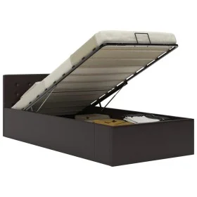 Cama canapé hidráulica cuero sintético gris 90x200 cm de vidaXL, Camas y somieres - Ref: Foro24-285522, Precio: 262,49 €, Des...