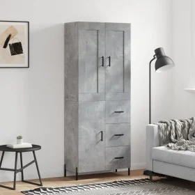 Hohes Sideboard aus betongrauem Sperrholz, 69,5 x 34 x 180 cm von vidaXL, Sideboards - Ref: Foro24-3199821, Preis: 164,77 €, ...
