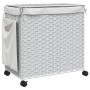 Cesto para ropa sucia con ruedas ratán blanco 60x35x60,5 cm