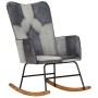 Schaukelstuhl aus echtem Leder und grauem Canvas von vidaXL, Schaukelstühle - Ref: Foro24-339693, Preis: 101,47 €, Rabatt: %