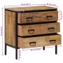 Aparador de madera maciza de mango rugosa 70x35x70 cm