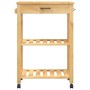 Carrito de cocina MONZA madera maciza de pino 60x40x88,5 cm
