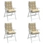 Cojines para silla con respaldo bajo 4 uds tela Oxford beige