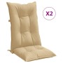 Cojines silla respaldo alto 2 uds tela beige melange 120x50x7cm