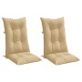 Cojines silla respaldo alto 2 uds tela beige melange 120x50x7cm