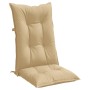 Cojines silla respaldo alto 2 uds tela beige melange 120x50x7cm