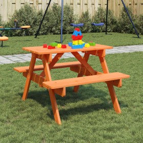 Mesa de picnic para 4 niños agujero para sombrilla madera abeto en Mesas de jardín | Comprar online en Foro24