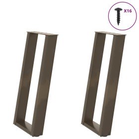 Patas para consola en forma de U (2 unidades, acero natural, 38 x 72-73 cm) en Patas para mesas | Comprar online en Foro24