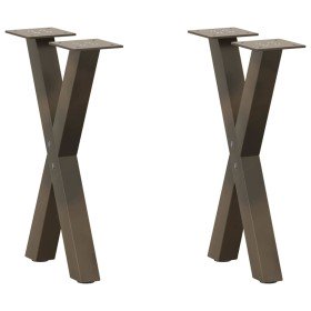 Patas para mesa de centro en forma de X (2 unidades, acero natural, 28 x 42-43 cm) en Patas para mesas | Comprar online en Foro2