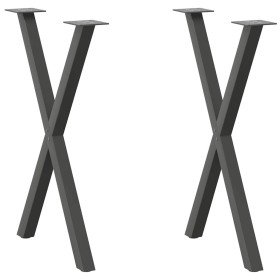Patas para mesa de comedor en forma de X (2 unidades), antracita, 50 x (72-73) cm, acero en Patas para mesas | Comprar online en