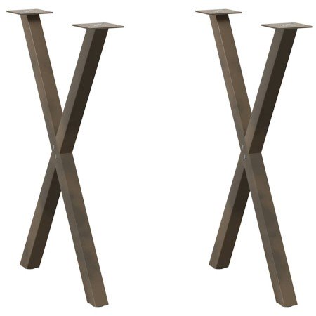 Patas para mesa de comedor en forma de X (2 unidades, acero natural, 50 x 72-73 cm) en Patas para mesas | Comprar online en Foro