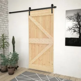 Schiebetür mit Beschlägen aus massivem Kiefernholz, 90 x 210 cm von vidaXL, Türen - Ref: Foro24-3057500, Preis: 175,97 €, Rab...
