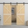Schiebetür mit Beschlägen aus massivem Kiefernholz, 100 x 210 cm von vidaXL, Türen - Ref: Foro24-3057599, Preis: 432,79 €, Ra...