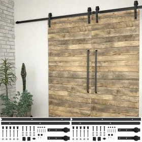 Schiebetürbeschlagsatz aus schwarzem Stahl 2 Stück 200 cm von vidaXL, Türrahmen - Ref: Foro24-3059845, Preis: 86,71 €, Rabatt: %