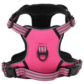 Arnés para perros con correa y collar ajustable rosa L