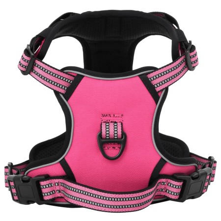 Arnés para perros con correa y collar ajustable rosa L