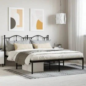 Bed frame with black metal headboard 180x200 cm by vidaXL, Beds and slatted bases - Ref: Foro24-353443, Price: 134,71 €, Disc...