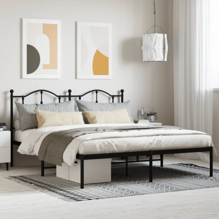 Estructura de cama con cabecero metal negro 180x200 cm de vidaXL, Camas y somieres - Ref: Foro24-353443, Precio: 137,07 €, De...
