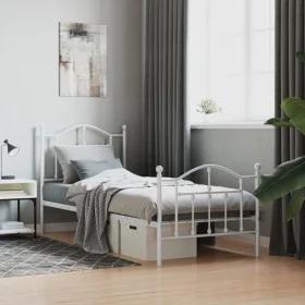 Metal bed frame with headboard and footboard white 90x200 cm by vidaXL, Beds and slatted bases - Ref: Foro24-353499, Price: 9...