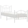 Estructura cama metal con cabecero y pie cama blanca 90x200 cm de vidaXL, Camas y somieres - Ref: Foro24-353499, Precio: 92,7...