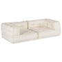 Puff modular de tela color crema 140x70x36