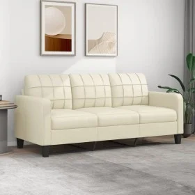 3-seater cream-colored synthetic leather sofa, 180 cm by vidaXL, Sofas - Ref: Foro24-359123, Price: 230,96 €, Discount: %