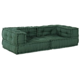 Puff modular de tela verde 140x70x36