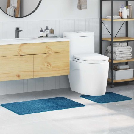 Conjunto de alfombra de baño antideslizante 2 pcs Azul PP