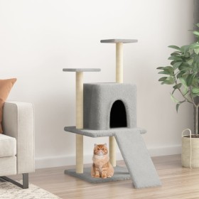 Rascador para gatos con postes de sisal gris claro 110 cm de vidaXL, Mobiliario para gatos - Ref: Foro24-172038, Precio: 36,4...