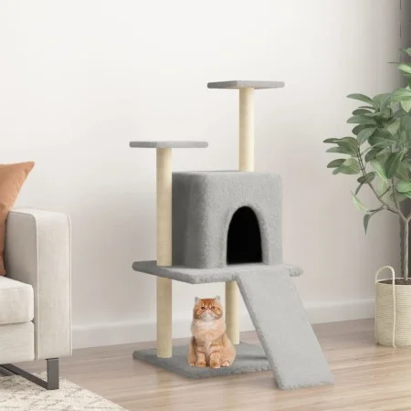 Rascador para gatos con postes de sisal gris claro 110 cm de vidaXL, Mobiliario para gatos - Ref: Foro24-172038, Precio: 36,0...