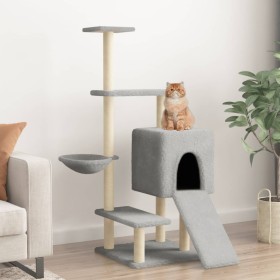 Rascador para gatos con postes de sisal gris claro 130,5 cm de vidaXL, Mobiliario para gatos - Ref: Foro24-172041, Precio: 41...