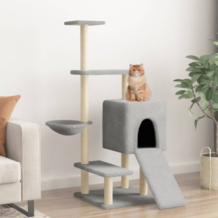 Katzenkratzbaum mit hellgrauen Sisalstämmen 130,5 cm von vidaXL, Katzenmöbel - Ref: Foro24-172041, Preis: 45,15 €, Rabatt: %
