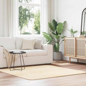 Alfombra peluda de pelo largo NAVARRA crema 160x160cm poliéster en Alfombras | Comprar online en Foro24