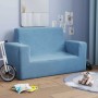 Sofá para niños de 2 plazas de felpa suave azul