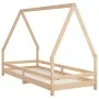 Estructura de cama para niños madera maciza de pino 90x200 cm de vidaXL, Cunas y camas para niños - Ref: Foro24-834483, Preci...
