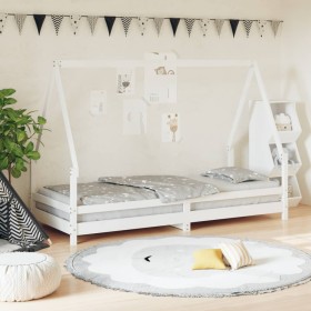 Estructura de cama para niños madera de pino blanco 80x200 cm