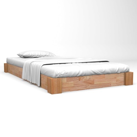 Solid oak wood bed frame 90x200 cm by vidaXL, Beds and slatted bases - Ref: Foro24-247256, Price: 180,82 €, Discount: %