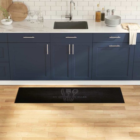 Alfombra de cocina Negro 150 x 45 cm Terciopelo
