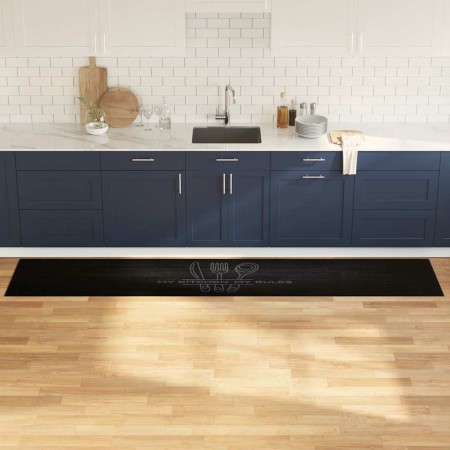 Alfombra de cocina Negro 300 x 60 cm Terciopelo