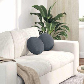 Cojines para asiento 2 pcs Gris oscuro Ø 40 x 13 cm Terciopelo