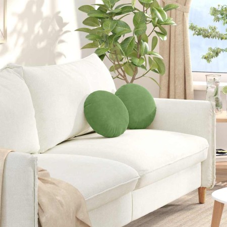 Cojines para asiento 2 pcs Verde claro Ø 40 x 13 cm Terciopelo