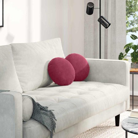 Cojines para asiento 2 pcs Rojo vino Ø 40 x 13 cm Terciopelo