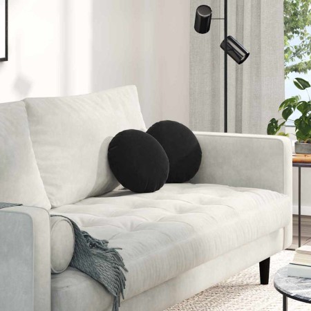 Cojines para asiento 2 pcs Negro Ø 40 x 13 cm Terciopelo