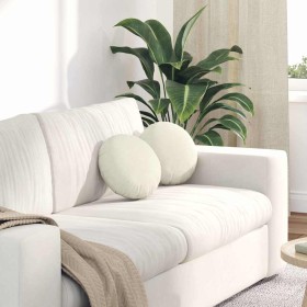 Cojines para asiento 2 pcs Crema Ø 40 x 13 cm Terciopelo