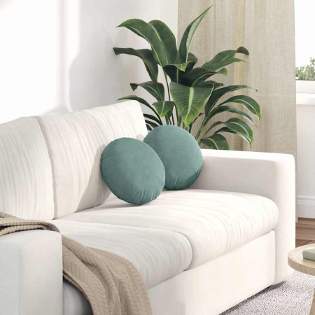 Cojines para asiento 2 pcs Verde Mar Ø 40 x 13 cm Terciopelo