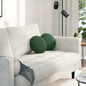 Cojines para asiento 2 pcs Verde oscuro Ø 30 cm Tela de pana